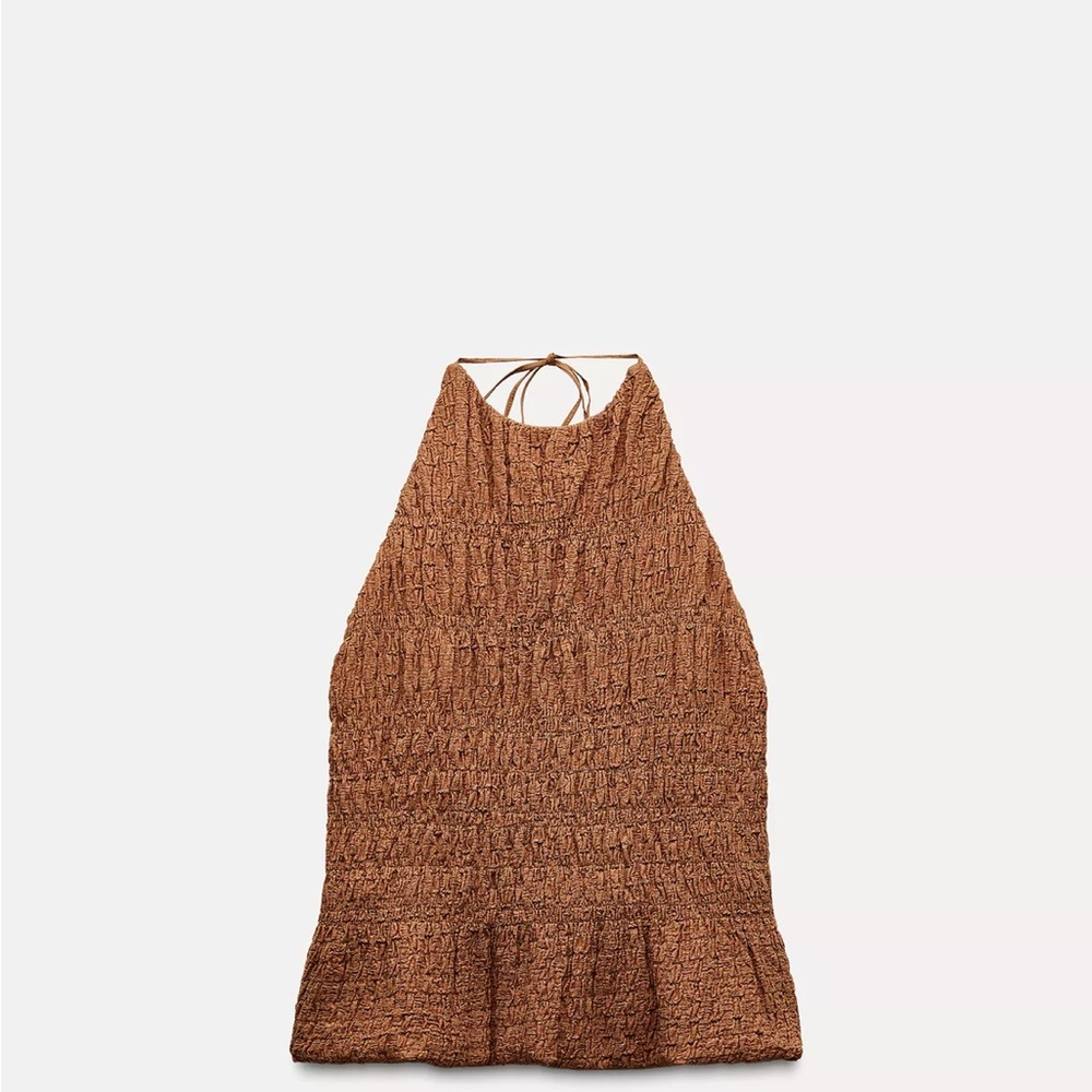 Zara Brown Textured Tank Top